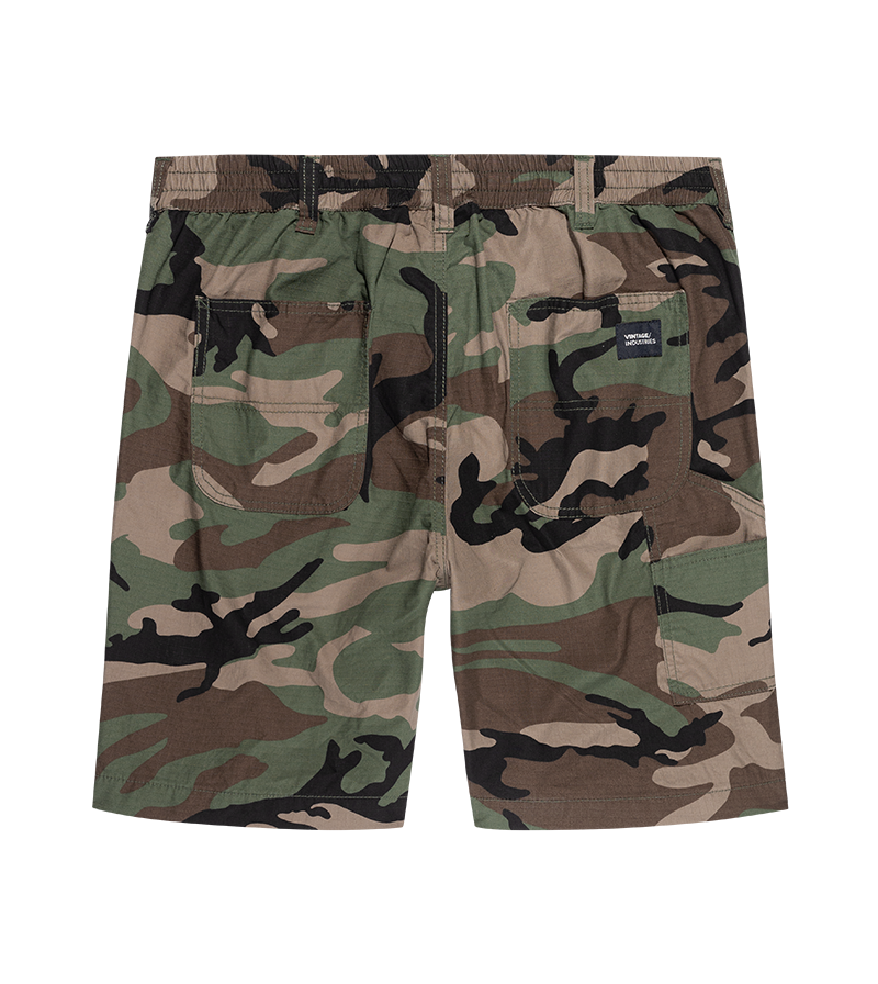 Vintage Industries 
Worker-Shorts Woodland, grüne Tarnung, Rückansicht