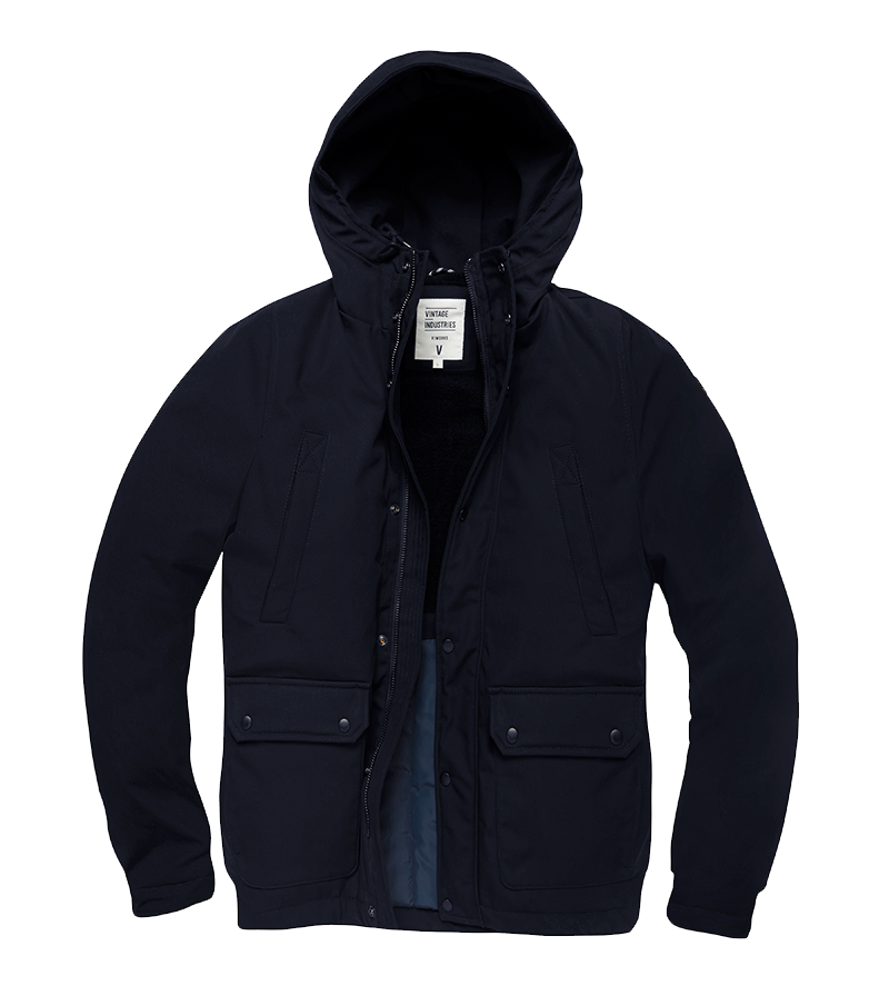 Vintage Industries Ledger parka deep blue, donkerblauw