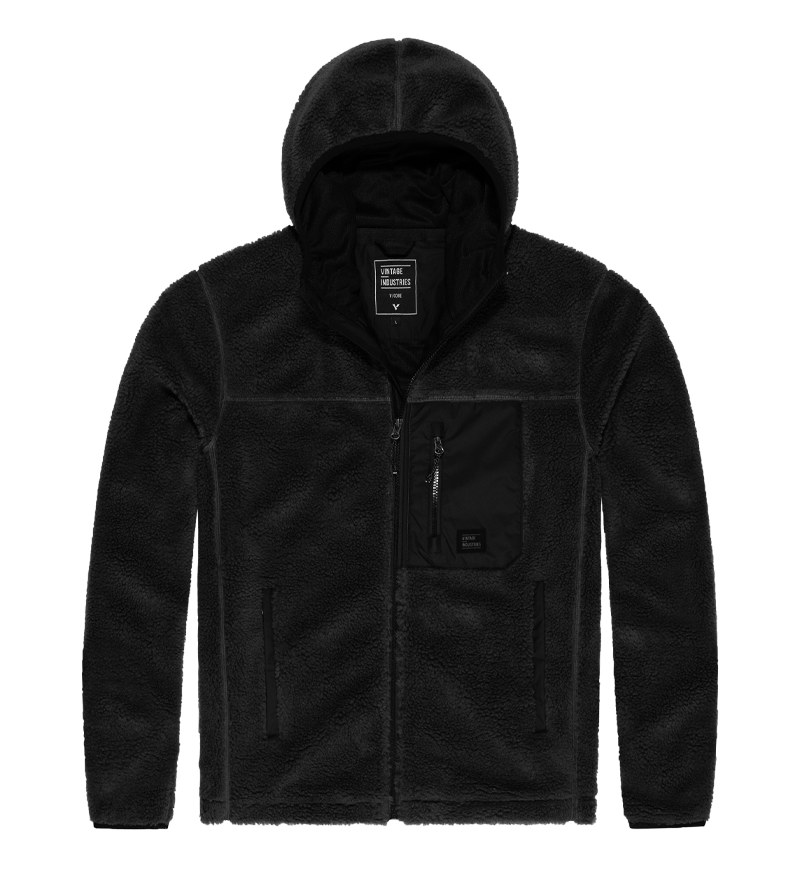 Vintage Industries Dustin lined sherpa fleece black, zwart