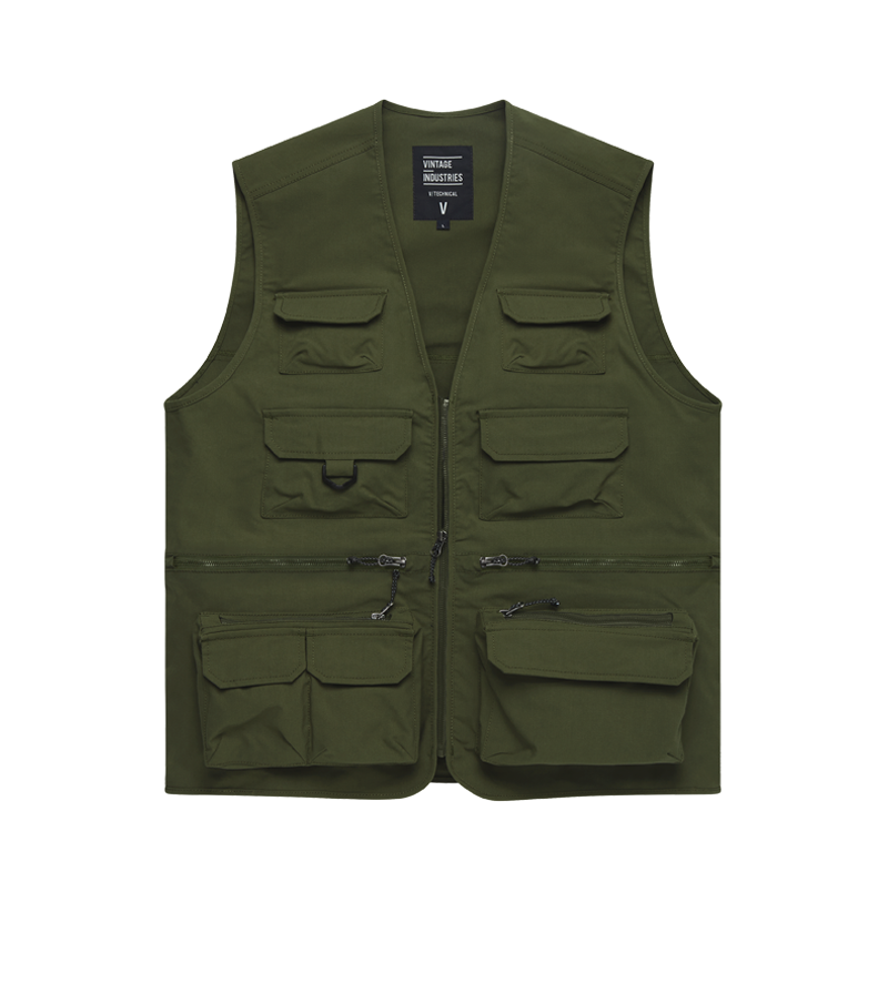 Vintage Industries Legend fishing vest olive, groen