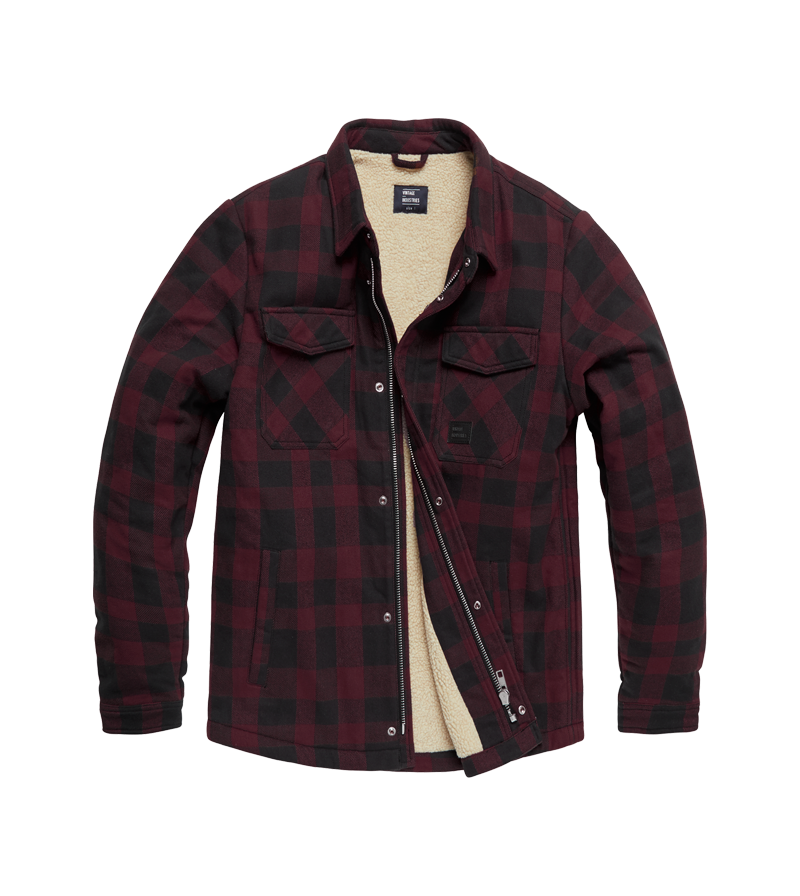 Vintage Industries Craft heavyweight sherpa burgundy check, bordeaux-zwart geblokt